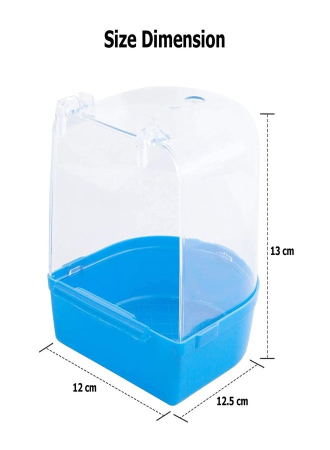 Western Era Bird Bath Tub Hanging Covered Durable & Non-Toxic - Birdcage Outside Bathing Tub for Small Brids Budgerigar Canary Parrots - Bird Cage Accessories (Blue) - Image 4